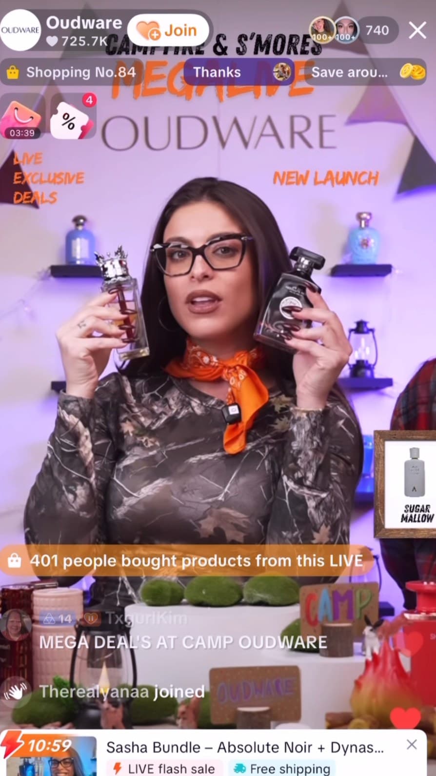 Live-selling product demonstration in a studio